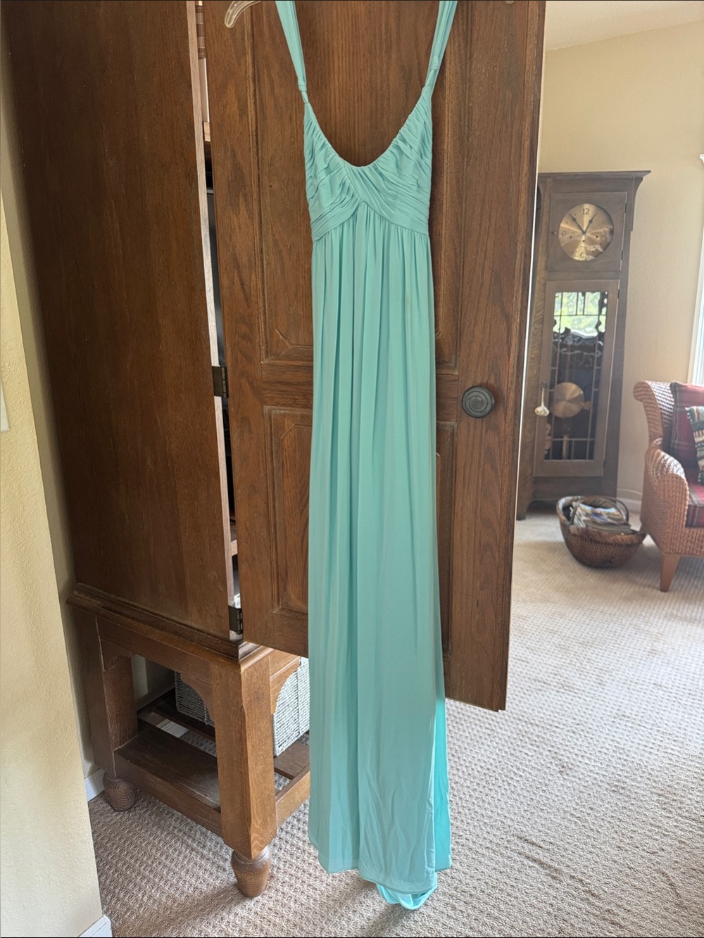 BCBGMaxAzria Aqua Sleeveless Maxi Dress with Ruched Bust